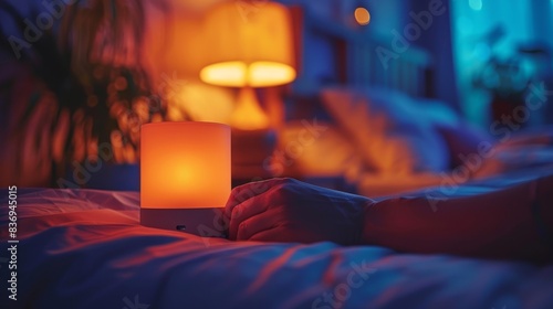 A person turning off a bedside lamp, signaling the end of their bedtime routine and the start of their journey to restful sleep.