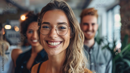 Group of young professionals, happy and collaborating in a workplace