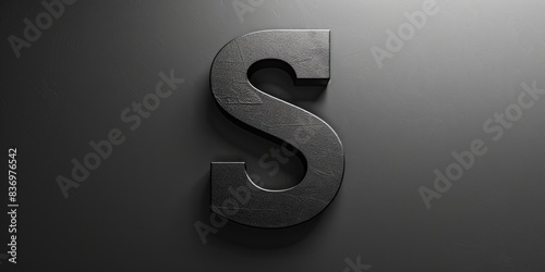 A close-up shot of the uppercase letter S in black and white
