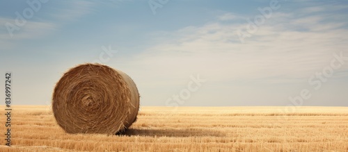 The haystack in the field. Creative banner. Copyspace image