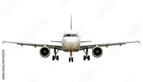 Front View of Airplane on Transparent Background