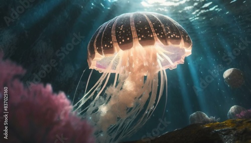 A beautifull jellyfish in the ocean 