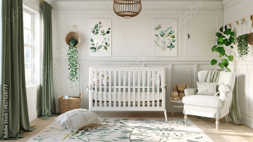 Elegant nursery wall decor with sweet phrase and botanical illustration