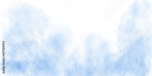 Blue fog in slow motion. Realistic atmospheric blue smoke. Blue fume slowly floating rises up. PNG. 