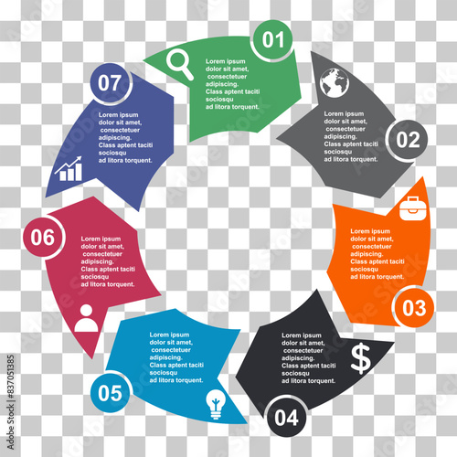 Information round diagram 8 steps, infographic graphic pie design, marketing vector illustration