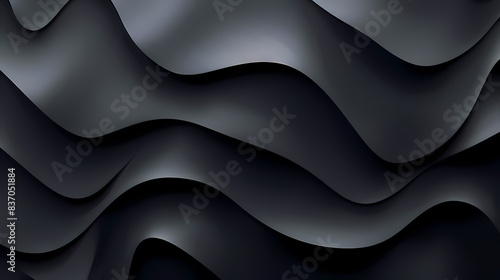 Elegant, flowing black waves creating a mesmerizing abstract pattern with a smooth and fluid texture.