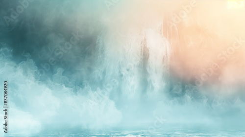 blured Background abstract image of a waterfall and fog copy space. advertising refreshing products
