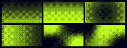 Retro bitmap backgronds set. Trendy gradient pixel art. Wallpaper template. 