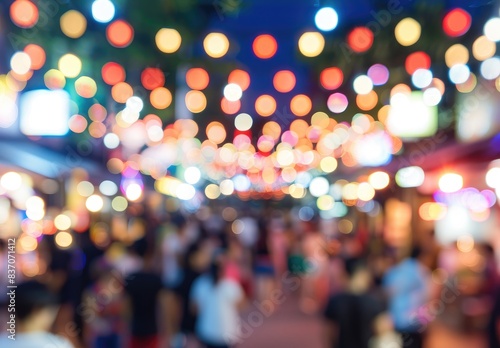 Bokeh Lights, Night Market, Crowd, Abstract Background