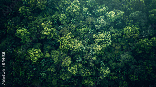 aerial top view rain forest trees
