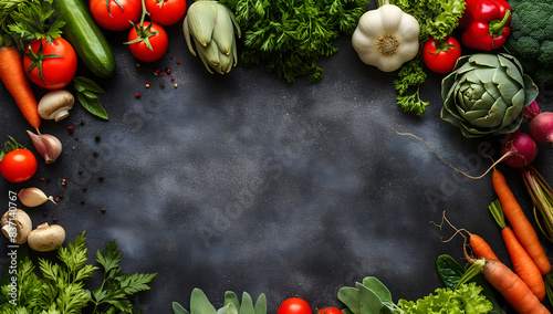Fresh Assortment of Healthy Vegetables on Dark Background