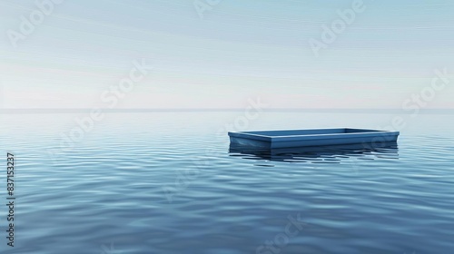 blue pontoon floating on calm water serene lake or river scene ai generated illustration