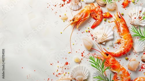 Exquisite Seafood Delights Vibrant Shrimp and Scallops Menu Images for Restaurant Marketing