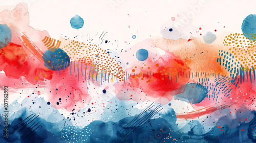 Decorative watercolor spots and freehand drawn lines creating a stylish design asset for a campaign