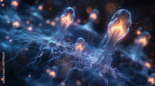 Picture of brain receptors lighting