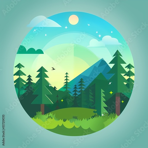 Vibrant Nature Parks on Earth Flat Design - Front View Animation with Triadic Color Scheme for Outdoor Recreation Theme