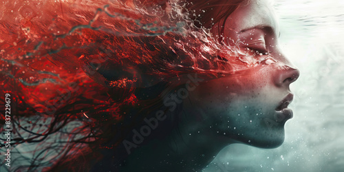 Woman. The sirens call of addiction. A sirens song echoes through the water.