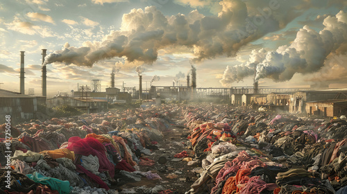A large pile of clothes is surrounded by a lot of smoke