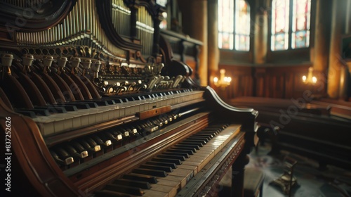 A close-up shot of a piano in a church setting