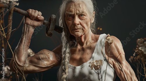 photo of very muscular old woman