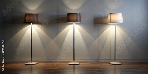 Floor lamps illuminating the darkness, set collection on white background