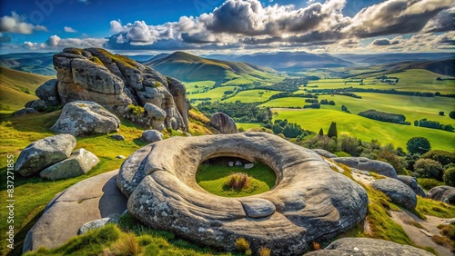 A naturally formed rock ring in a stunning landscape , rock formation, weathered, ring, natural, geological, unique, beautiful, landscape, outdoors, scenic, earth, stone, erosion, circular