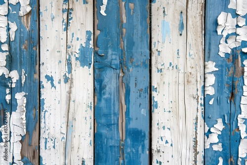 Weathered Wood Planks with Chipped Paint Finish