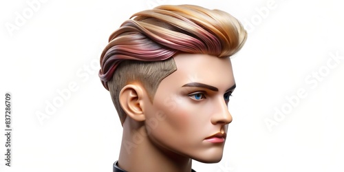 Mannequin head with trendy fade haircut isolated