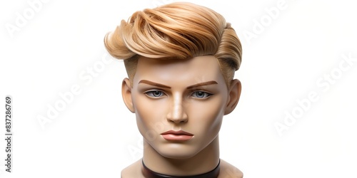 Mannequin head with trendy fade haircut isolated