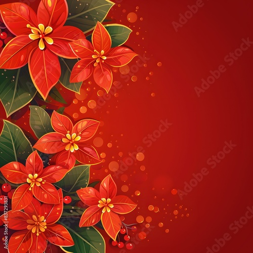 Red poinsettia flowers background image