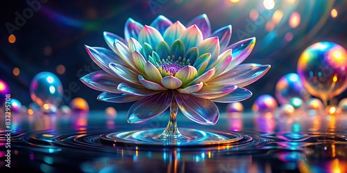 holographic flower floating on a background