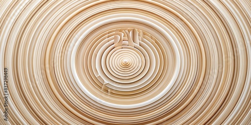 Tan thin concentric rings fading out background wallpaper banner flat lay on white background