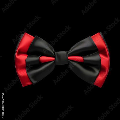 A black and red bow tie isolated on white background. red bow isolated on white background