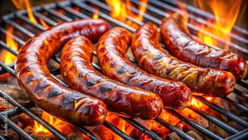 A succulent Argentinean chorizo criollo grilling on a barbecue