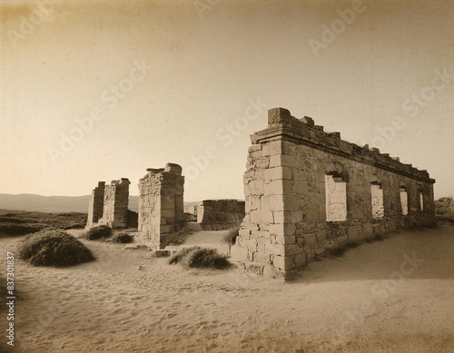 Ruins of the ancient city of Persepolis, Iran. sephia toned