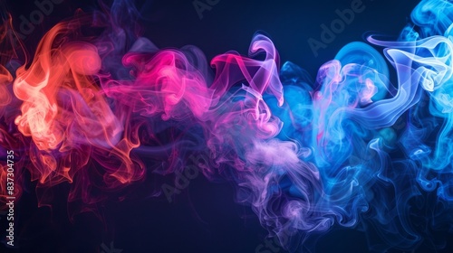 multi-colored bright smoke developing effectively against a dark background. The vibrant colors of the smoke create a mesmerizing and mystical effect, making the image ideal for a screensaver or backg