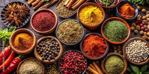 Colorful spices with copy space for text