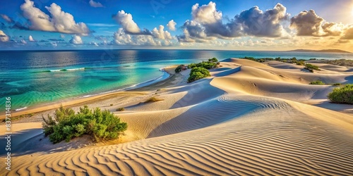 Pattern of sand dune with ocean view on Paradise Island