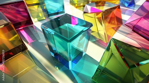 3D glass geometries with dispersion colors.