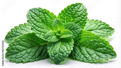 Fresh green mint leaves isolated on white background, mint, leaves, green, fresh, isolated, white, background, herbal, aroma, plant, refreshing, organic, closeup, ingredient, natural, healthy