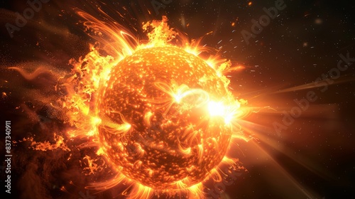 Realistic Solar Storm at Sun Surface close up from sun High Resolution Astronomical Image astral 
