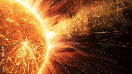 Realistic Solar Storm at Sun Surface close up from sun High Resolution Astronomical Image astral 