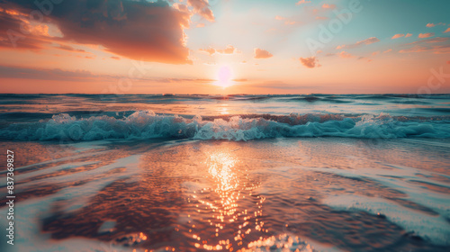 sunset on the beach wallpaper Stock Photographic Image