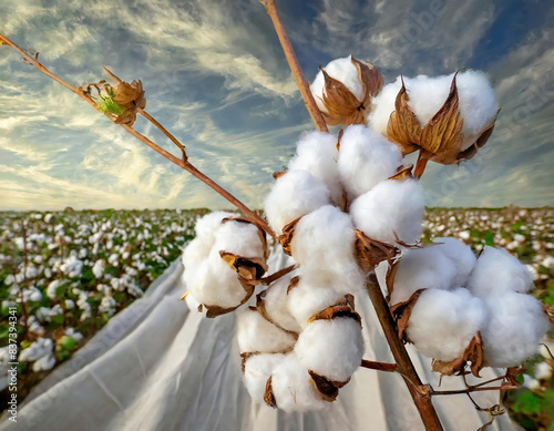 Cotton plant ready for harvesting in cotton field in Turkey