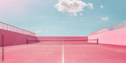 Pista de tenis rosa aesthetic, cancha de tenis rosa
