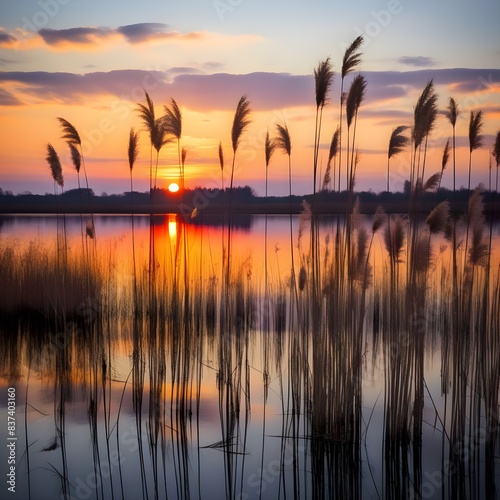 reeds in an autumn sunset
