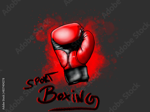 Illustration boxing glove background, logo, flag