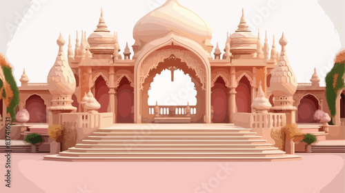 North Indian wedding stage design 3d rendering illustration
