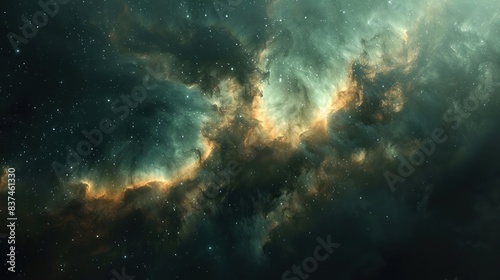Nebulae in the far reaches illuminate the dark expanse, displaying the beauty and mystery of space.