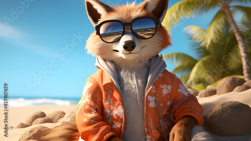 Fox With Beach Clothes